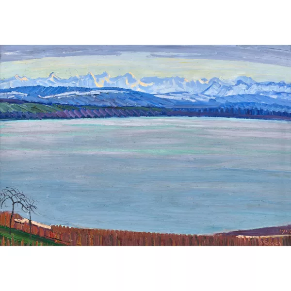 Geiger, Ernst Samuel — "Das Berner Oberland vom Bielersee aus".