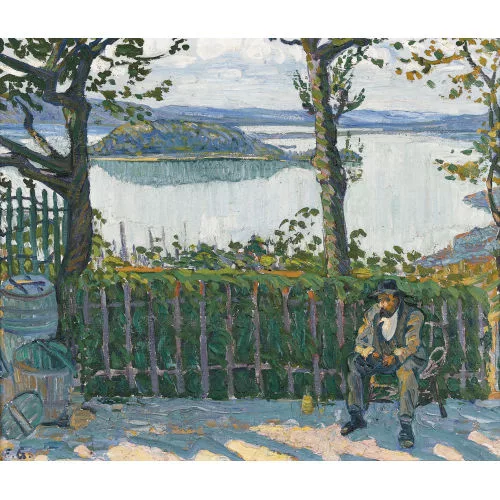 Geiger, Ernst Samuel — Gartenpartie mit Blick auf den Bielersee.