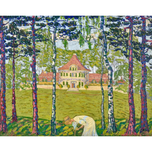 Geiger, Ernst Samuel — Die Gattin des Künstlers beim Blumenpflücken.