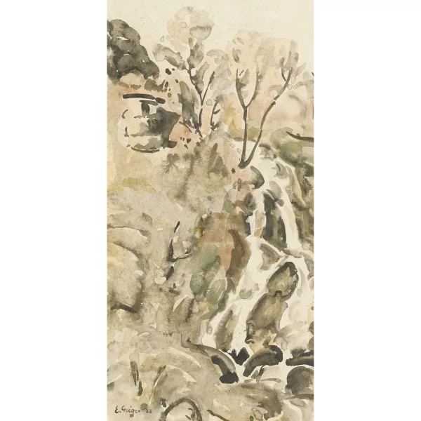 Geiger, Ernst Samuel — Landschaft mit einem Wasserfall.