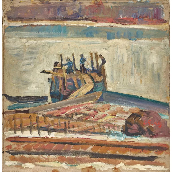 Geiger, Ernst Samuel — Hafenpartie mit Arbeitern.