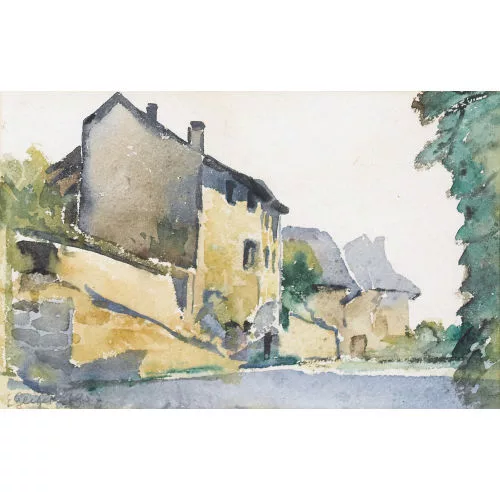 Geiger, Ernst Samuel — Strassenpartie mit stattlichen Häusern.