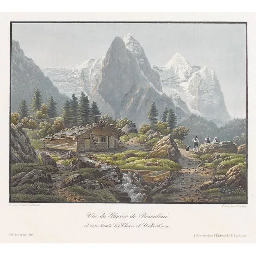Georg Straub — "Vue du Glacier de Rosenlaui/et des Monts Wellhorn et...".
