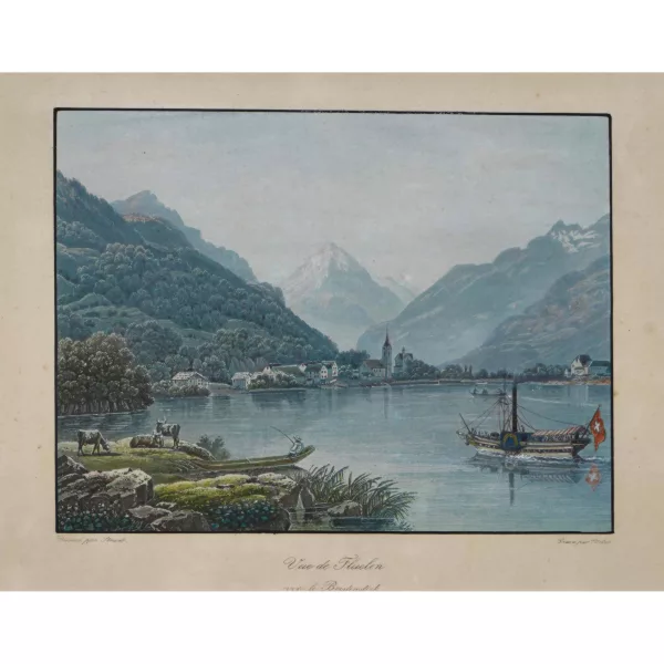 Georg Straub — "Vue de Flüelen vers le Bristenstock".