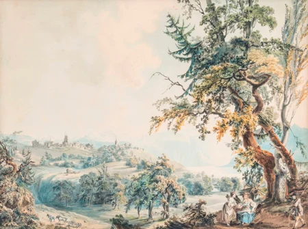 Paysage suisse animé