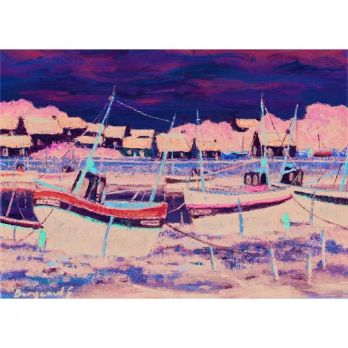 Georges Borgeaud — Bretonischer Hafen mit Fischerbooten.