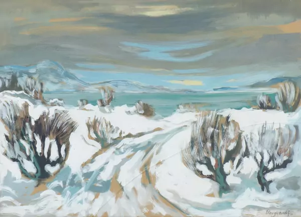 Georges BORGEAUD (1914-1998), 'Lac en hiver', gouache — DognyAuction