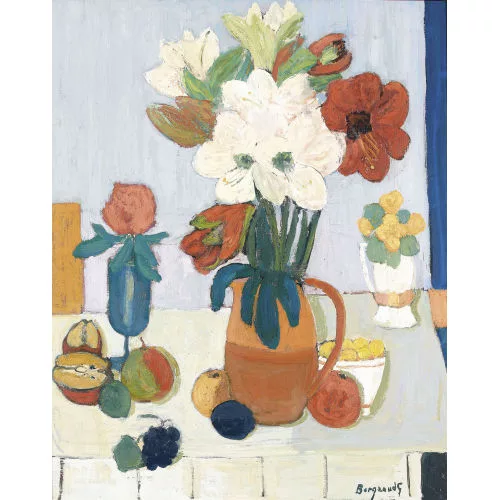 Georges Borgeaud — Nature morte aux fruits et fleurs.
