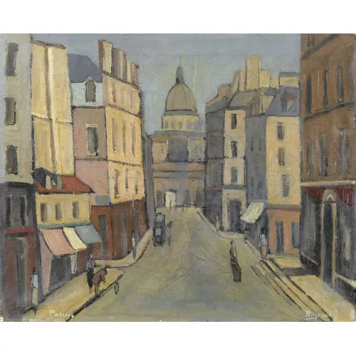 Georges Borgeaud — Strassenpartie im Pariser Quartier Latin mit Panthéon.
