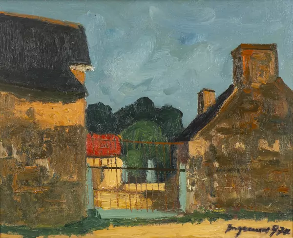 Georges BORGEAUD (1914-1998),"Cour en Bretagne", huile — DognyAuction