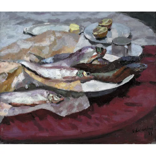 Georges Dessouslavy — "Nature morte aux poissons".