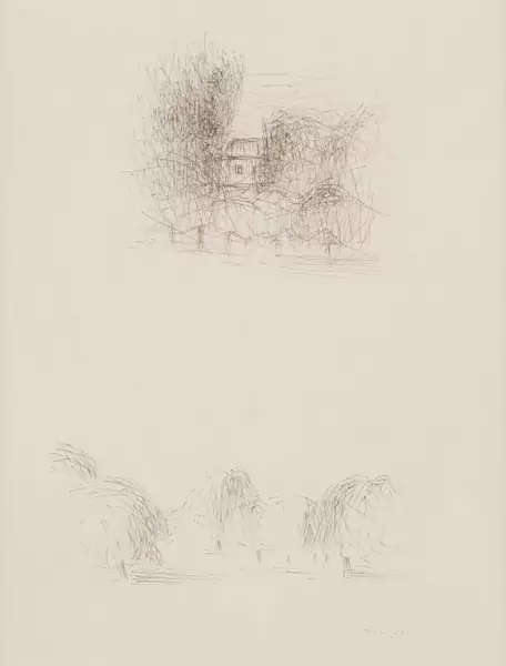 Gérald Goy (1921-2009), "Vue du balcon", "Vase à la rose" & "Paysages avec arbres" — DognyAuction