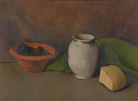 Nature morte avec cruche, pain, prunes