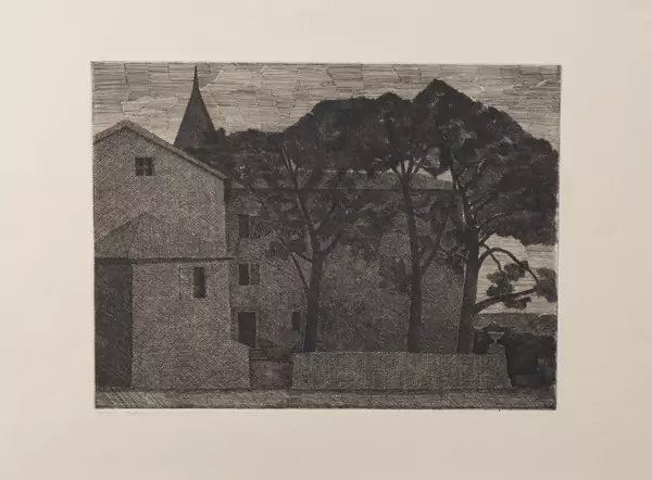 Gérard DE PALEZIEUX (1919-2012), "Maison et arbre", Eau-forte — DognyAuction