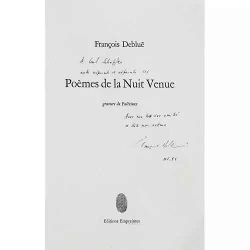 François Debluë: "Poèmes de la Nuit Venue"