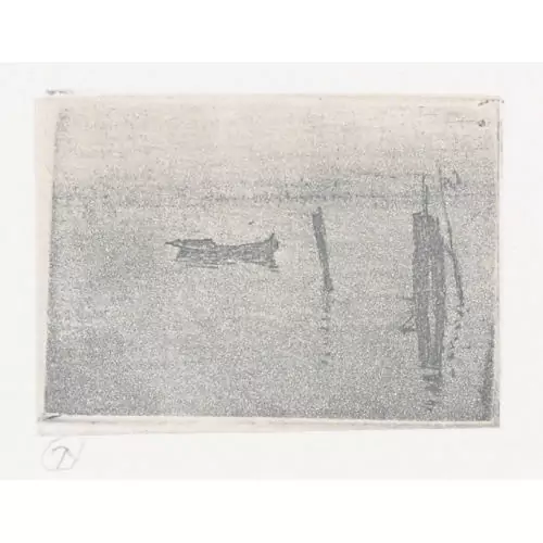 "Barque sur la Lagune au couchant"