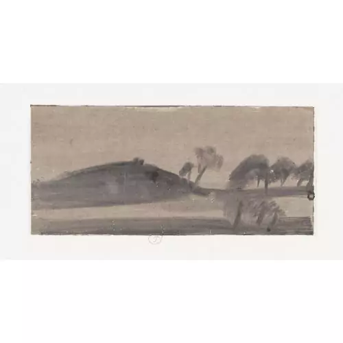 Paysage avec colline et arbres