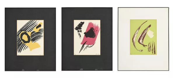 Gérard Schneider — Gérard Schneider (1896-1986), Ensemble de 3 sérigraphies en couleurs, 1974, signées et numérotées respectivement 17/50, 35/50 et 45/50 à l'encre noire, 31,3 x 23,3 cm (à vue)