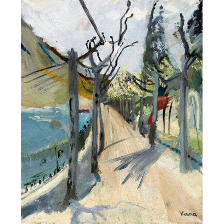 Sonnige Uferallee am Lago Maggiore