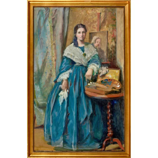 Gertrud Stückelberg — Selbstporträt mit Staffelei und Palette.
