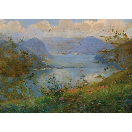 Gioachino Galbusera detto il Raffaello dei fiori — Il Lago di Lugano dal Monte San Giorgio.