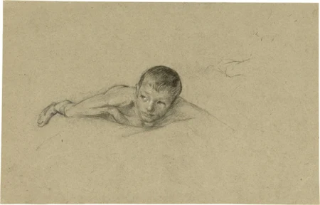 Giovanni Giacometti — Auf dem Bauch liegender nackter Junge — Galerie Kornfeld