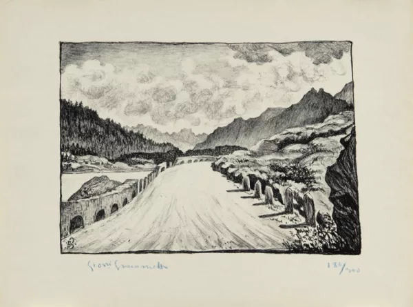 Giovanni Giacometti — Strassenbild, aus "Schönheiten der Alpenstrassen, 3. Folge", 1928