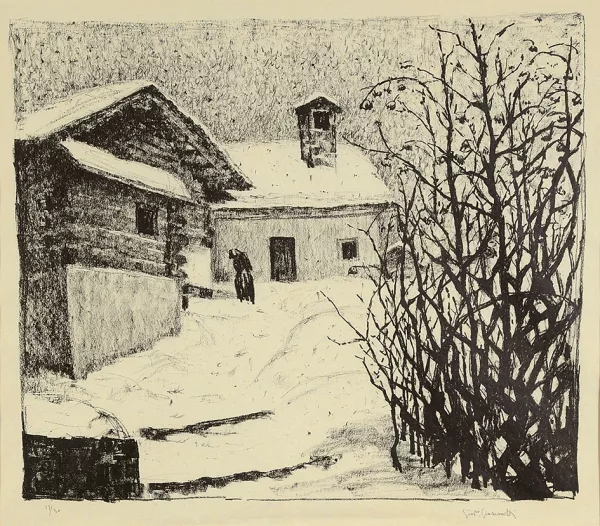 Giovanni Giacometti — Das Haus des Künstlers in Maloja im Winter, 1932