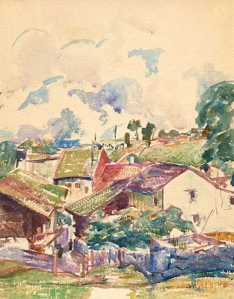 GIOVANNI GIACOMETTI — Mountain village. — Koller Auktionen