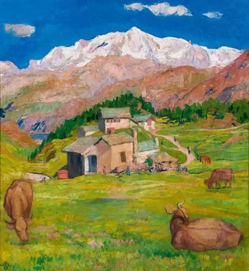 GIOVANNI GIACOMETTI — Pila bei Maloja mit Blick auf den Piz Corvatsch. 1928-29. — Koller Auktionen