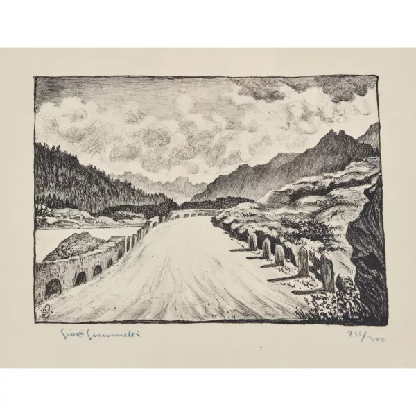 Giovanni Giacometti — "Strasse nach Maloja entlang dem Silsersee".