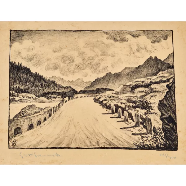 Giovanni Giacometti — "Strasse nach Maloja entlang dem Silsersee".