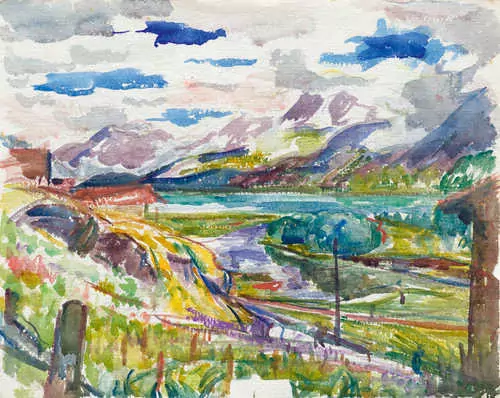 GIACOMETTI, GIOVANNI — View of Maloja on Lake Sils. — Koller Auktionen