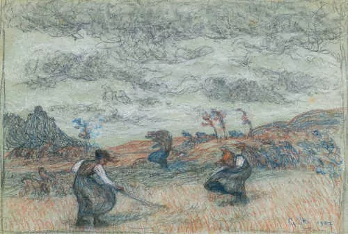 GIOVANNI GIACOMETTI — Heuerinnen bei Stampa (Hay harvesters near Stampa). 1897. — Koller Auktionen