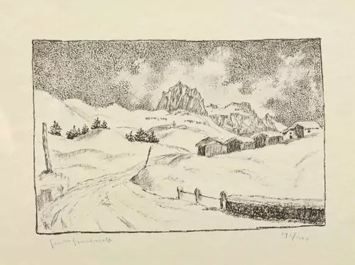 GIOVANNI GIACOMETTI — 3 Bll.: Maloja im Winter. Blick von M. auf den Silsersee. Strasse nach M. 1928. — Koller Auktionen