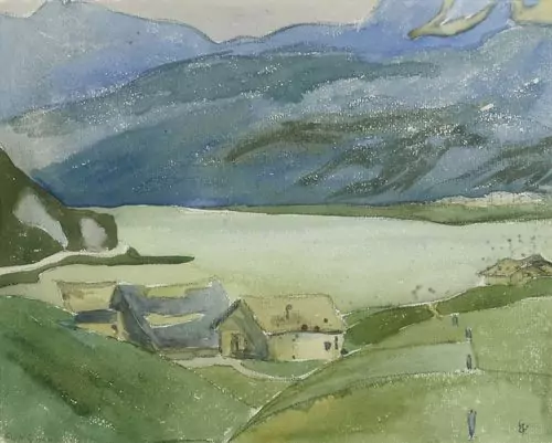 GIOVANNI GIACOMETTI — Blick von Capolage auf Silsersee und Corvatsch. — Koller Auktionen
