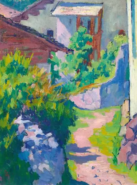 GIOVANNI GIACOMETTI — Stregetta. (Das Wohnhaus der Giacomettis in Stampa von Süden). 1921. — Koller Auktionen