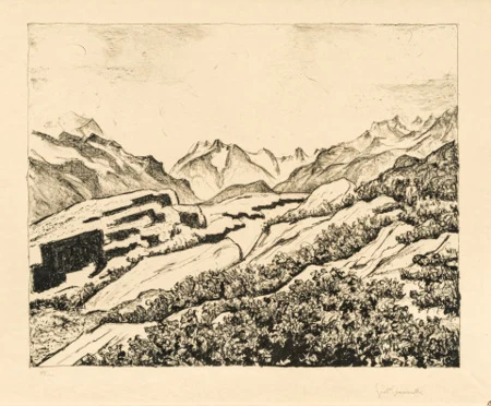 Frühling in den Engadiner Bergen, Blick ins Fornotal bei Maloja, 1931