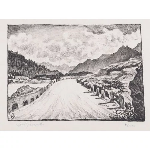 Giovanni Giacometti — "Strasse nach Maloja entlang dem Silsersee".