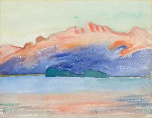 GIOVANNI GIACOMETTI — Engadine lake landscape with the Corvatsch in the background. — Koller Auktionen