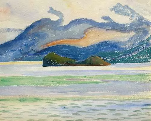 GIOVANNI GIACOMETTI — Lake Sils with the Chastè peninsula, from Maloja. — Koller Auktionen