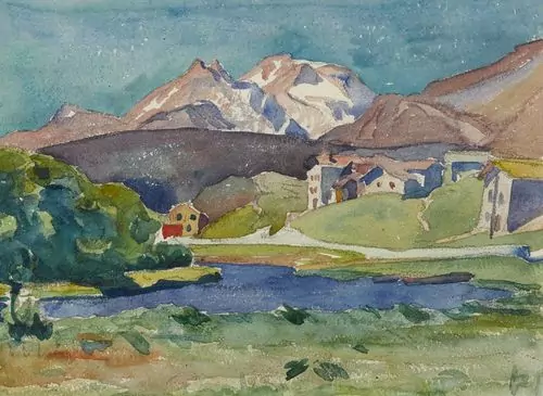 GIOVANNI GIACOMETTI — Capolago mit Blick auf Piz Lunghin und Piz Grevasalvas. — Koller Auktionen