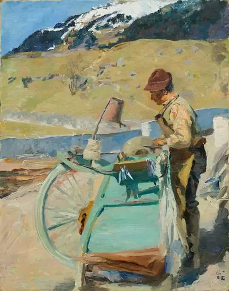 GIOVANNI GIACOMETTI — Der Scherenschleifer. 1891. — Koller Auktionen