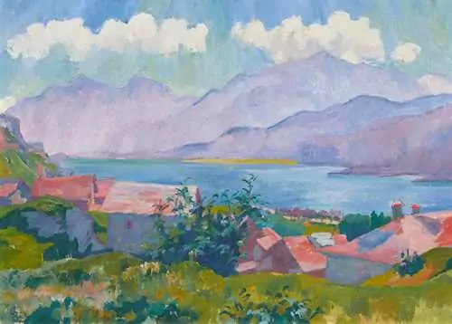 GIOVANNI GIACOMETTI — View of lake Sils from Capolago. 1927. — Koller Auktionen