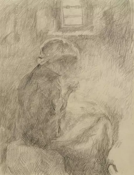 GIOVANNI GIACOMETTI — Interieurszene mit einer Näherin. — Koller Auktionen