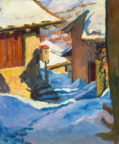 GIOVANNI GIACOMETTI — Snow-covered village in Capolago. 1932. — Koller Auktionen