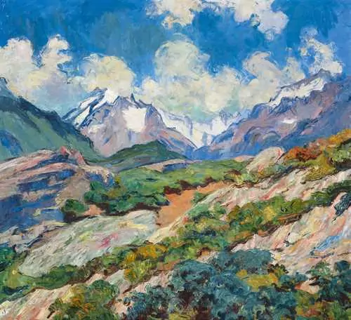 GIOVANNI GIACOMETTI — Summer landscape near Maloja with a view of Val Forno. 1931. — Koller Auktionen