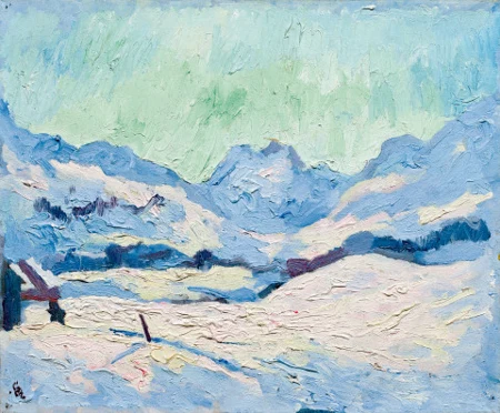 Winter landscape near Maloja with view into the Forno valley