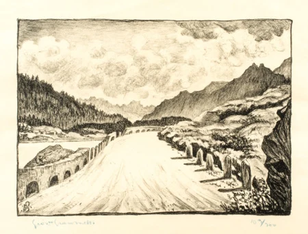 Strasse nach Maloja entlang dem Silsersee, 1928