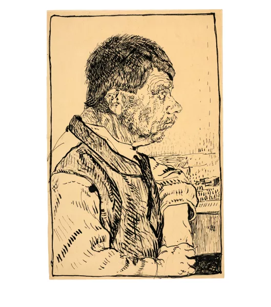 Giovanni Giacometti — Giovanin da Vöja, Brustbild im Profil nach rechts